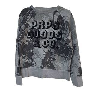 PRPS GOODS steam punk goth sweatshirt grey black flowers unisex sweatshirt L